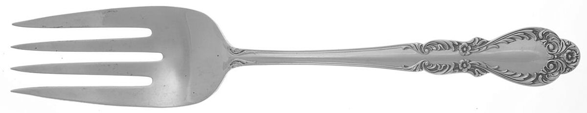 Old Charleston (Sterling, 1951) Large Solid Cold Meat Serving Fork by International Silver-1