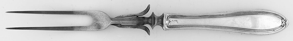 Old English (Sterling, 1917) Large Stainless-Prong Roast Carving Fork by International Silver-1