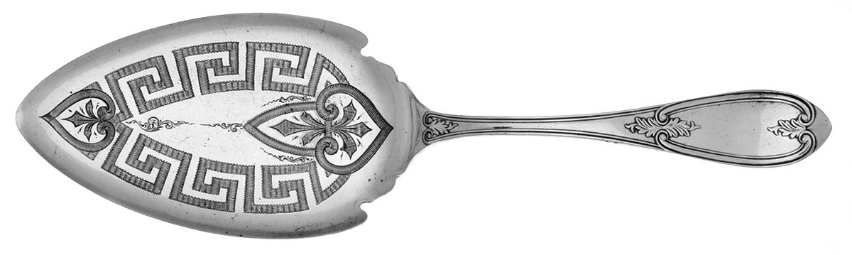 Olive (Silverplate, 1848) Large Solid Bright Cut Pie Knife by International Silver-1