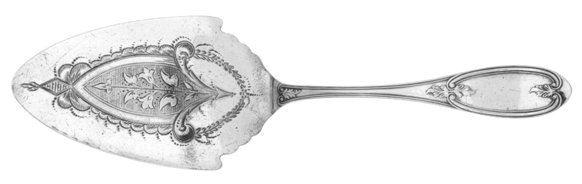 Olive (Silverplate, 1848) Large Solid Bright Cut Pie Knife by International Silver-1
