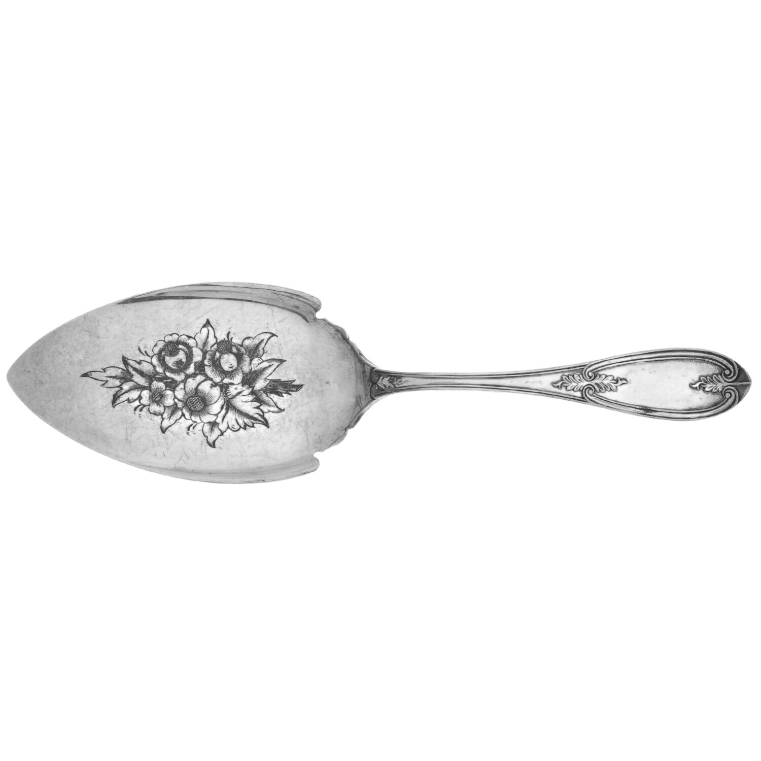 Olive (Silverplate, 1848) Large Solid Bright Cut Pie Knife by International Silver-1