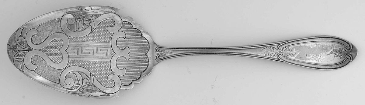 Olive (Silverplate, 1848) Large Solid Bright Cut Pie Knife by International Silver-1