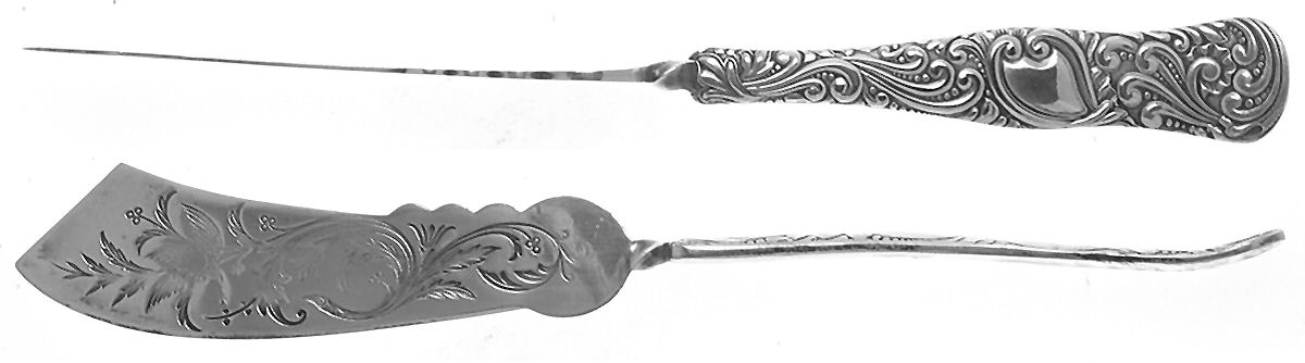 Opal (Silverplate, 1890) Flat Twisted Handle Master Butter Knife Bright Cut by International Silver-1