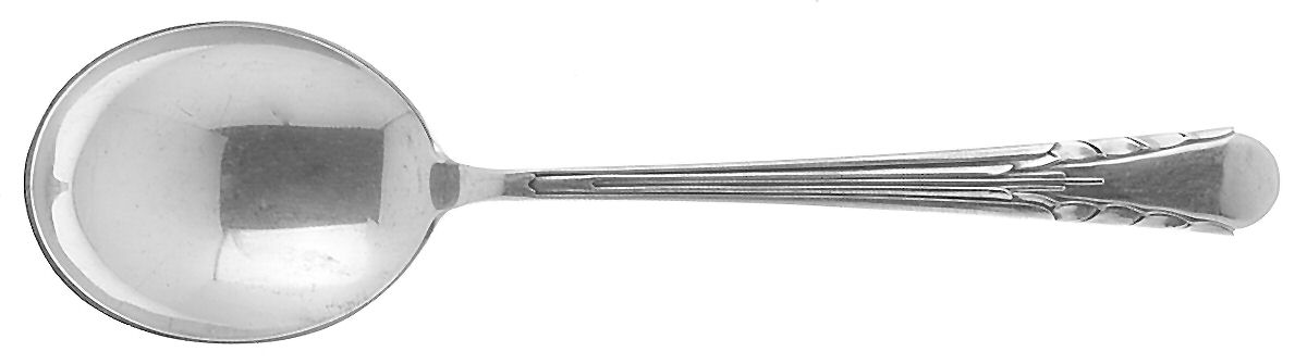 Orchid (Sterling, 1929-1930) Round Bowl Soup Spoon (Cream Soup) by International Silver-1