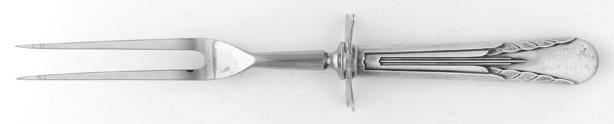 Orchid (Sterling, 1929-1930) Lg Carving/Roast Fork-Stn Prong w/Sterling Guard by International Silver-1