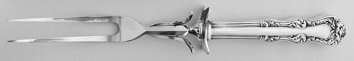 Orient-Venice (Silverplate, 1904) Large Stainless-Prong Roast Carving Fork by International Silver-1