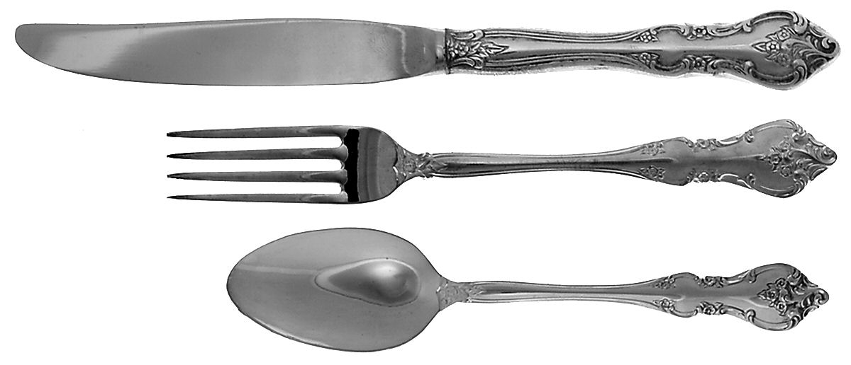 Orleans (Silverplate 1964) 3-Piece Youth Set (Knife, Fork & 5 O'Clock Spoon) by International Silver-1
