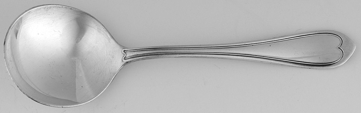 Oval Thread (Silverplate, 1874) Round Bowl Soup Spoon (Bouillon) by International Silver-1