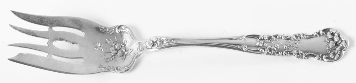 Pansy (Sterling, 1909, No Monograms) Small Solid Cold Meat Serving Fork by International Silver-1