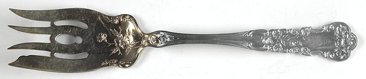 Pansy (Sterling, 1909, No Monograms) Small Solid Cold Meat Serving Fork by International Silver-1