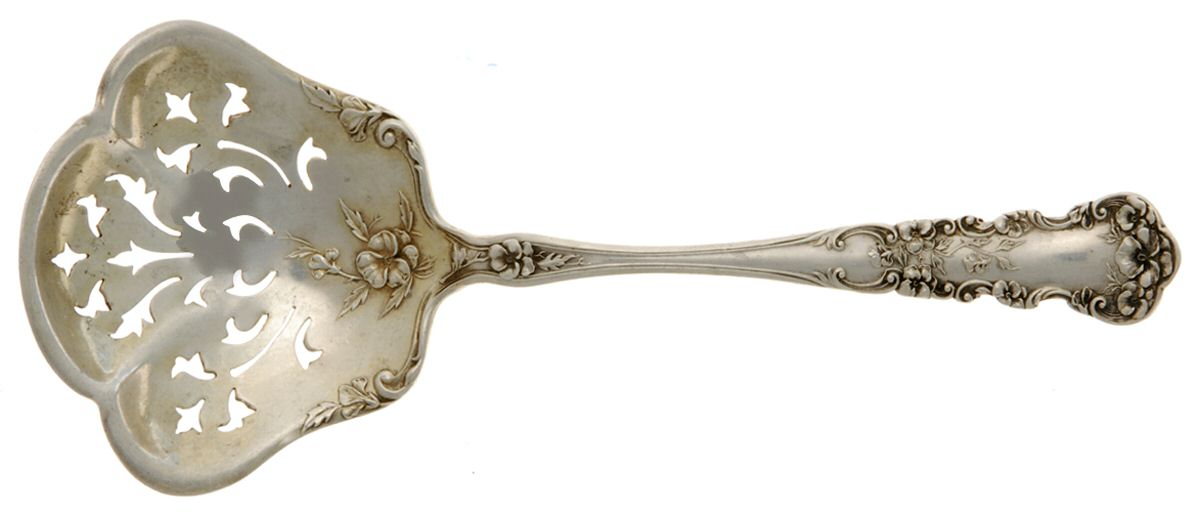 Pansy (Sterling, 1909, No Monograms) Solid Bon Bon Spoon with Pierced Bowl by International Silver-1
