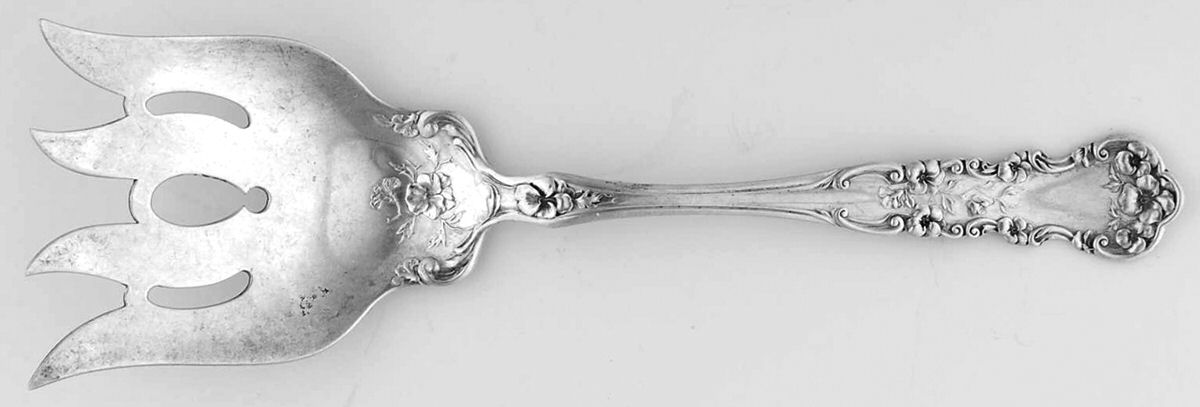 Pansy (Sterling, 1909, No Monograms) Small Solid Fish Serving Fork by International Silver-1
