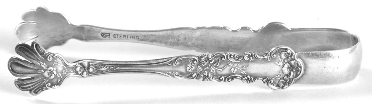 Pansy (Sterling, 1909, No Monograms) Small Sugar Tongs by International Silver-1