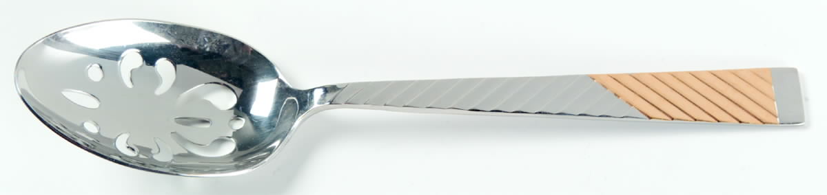 Parquet (Stainless, Gold Accent) Pierced Tablespoon (Serving Spoon) by International Silver-1