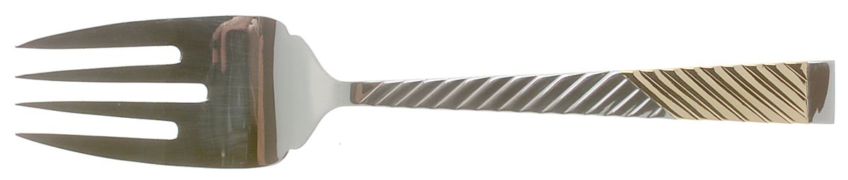 Parquet (Stainless, Gold Accent) Large Solid Cold Meat Serving Fork by International Silver-1