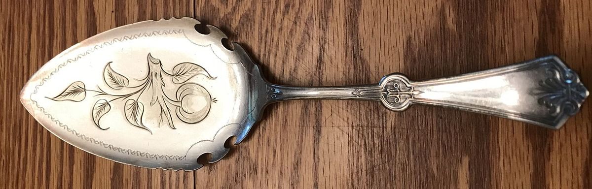 Persian (Silverplate, 1871) Large Solid Bright Cut Pie Knife by International Silver-1