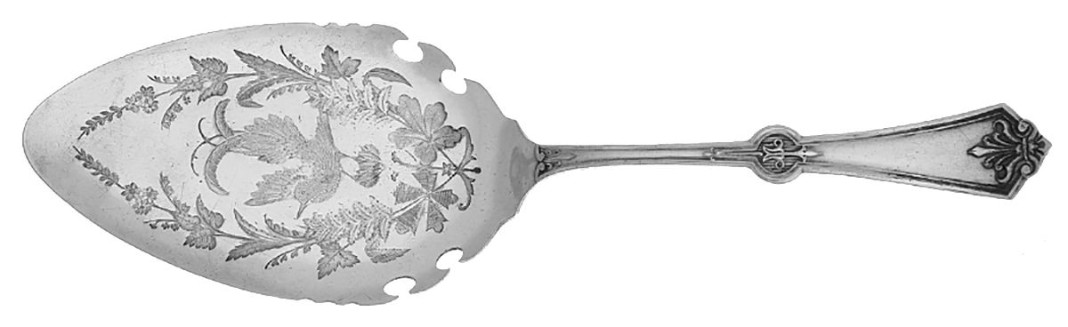Persian (Silverplate, 1871) Large Solid Bright Cut Pie Knife by International Silver-1
