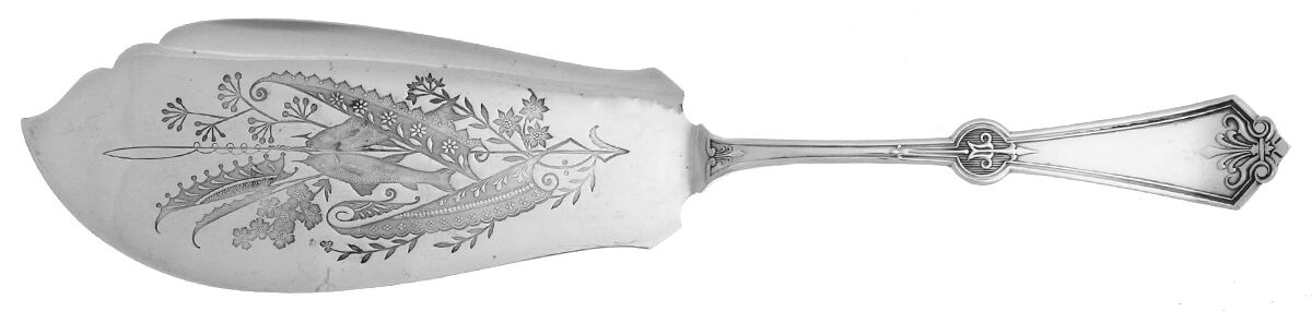 Persian (Silverplate, 1871) Large Solid Bright Cut Fish Server by International Silver-1