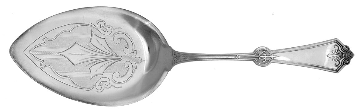 Persian (Silverplate, 1871) Large Solid Bright Cut Pie Knife by International Silver-1
