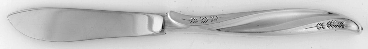 Pine Spray (Sterling, 1957) Modern Hollow Butter Spreader (Stainless) by International Silver-1