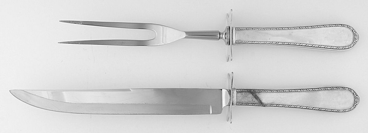 Pine Tree (Sterling, 1927) Large 2-Piece Roast Carving Set w/Stainless Blade by International Silver-1