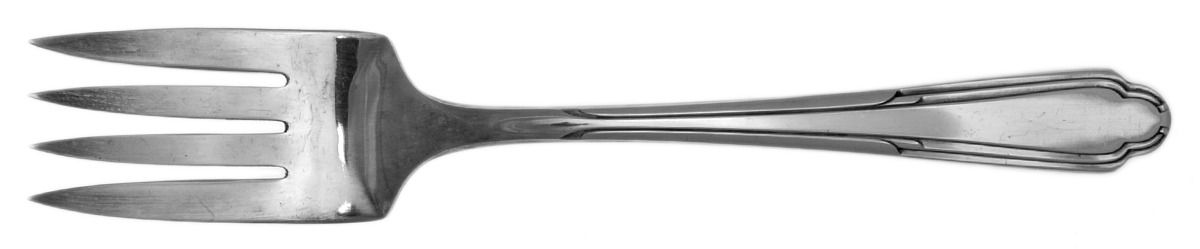 Plaza (Silverplate, 1950) Medium Solid Cold Meat Serving Fork by International Silver-1