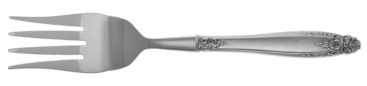 Prelude (Sterling, 1939, No Monograms) Cold Meat Fork Large, Stainless Tines HC by International Silver-1