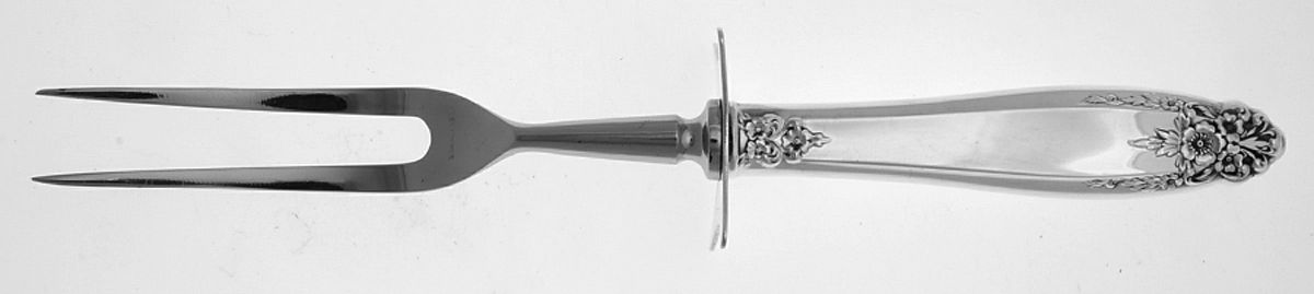 Prelude (Sterling, 1939, No Monograms) Large Stainless-Prong Roast Carving Fork by International Silver-1