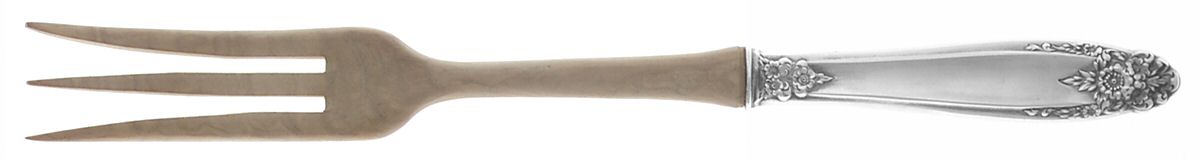Prelude (Sterling, 1939, No Monograms) Salad Serving Fork with Wooden Prongs by International Silver-1