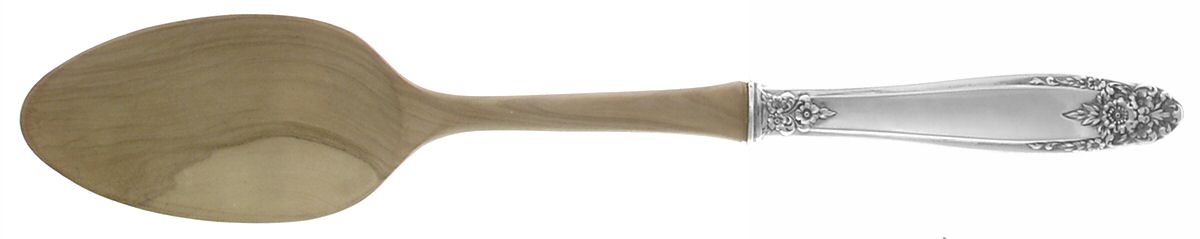 Prelude (Sterling, 1939, No Monograms) Salad Serving Spoon with Wooden Bowl by International Silver-1