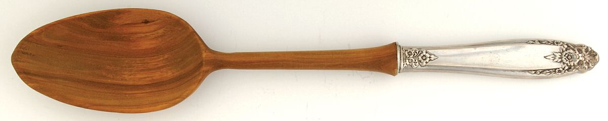 Prelude (Sterling, 1939, No Monograms) Salad Serving Spoon with Wooden Bowl by International Silver-1