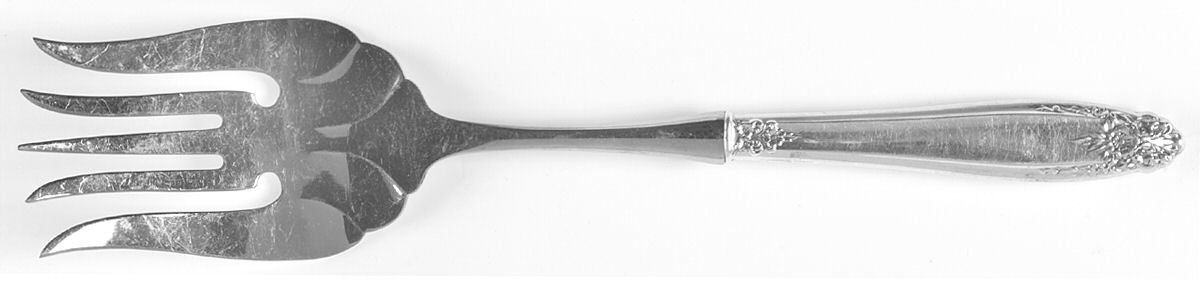 Prelude (Sterling, 1939, No Monograms) Large Stainless-Tine Cold Meat Serving Fork by International Silver-1