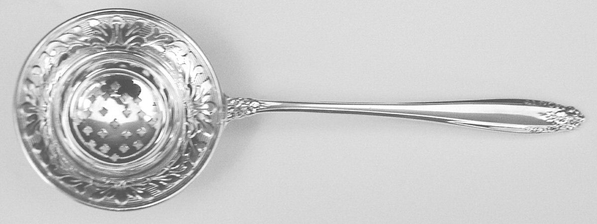 Prelude (Sterling, 1939, No Monograms) Individual Overcup Tea Strainer with Silverplate Bowl by International Silver-1