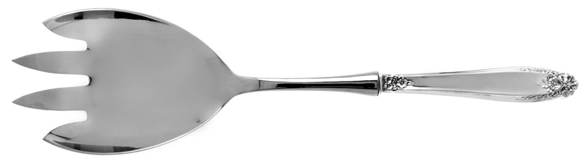 Prelude (Sterling, 1939, No Monograms) Salad Serving Fork with Stainless Prongs by International Silver-1