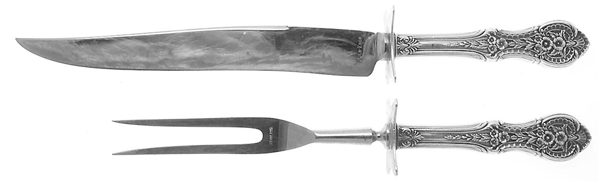 Primrose (Sterling, 1936) 2 Piece Small Carving Set W/ Sterling Guard by International Silver-1