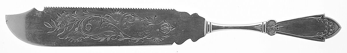 Princess (Silverplate, 1879, No Monograms) Solid Bright Cut Cake Saw by International Silver-1