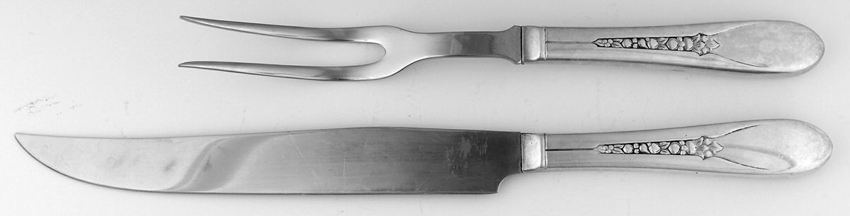 Priscilla-Lady Ann (Silverplate) Small Stainless Blade 2-Piece Steak Carving Set by International Silver-1
