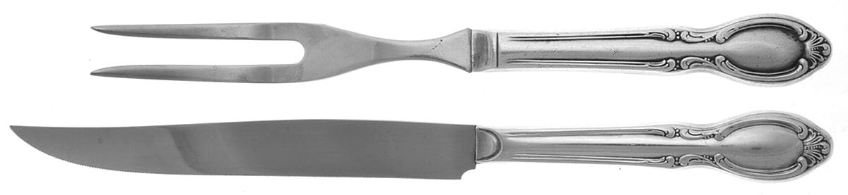 Precious Mirror (Silverplate, 1954) Small Stainless Blade 2-Piece Steak Carving Set by International Silver-1