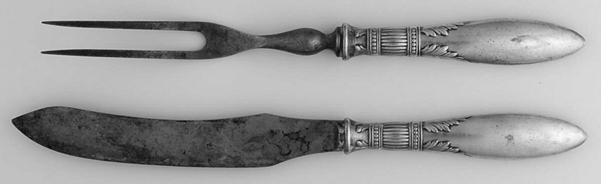 Queen Ann-St. Moritz (Silverplate, 1910) Small Stainless Blade 2-Piece Steak Carving Set by International Silver-1