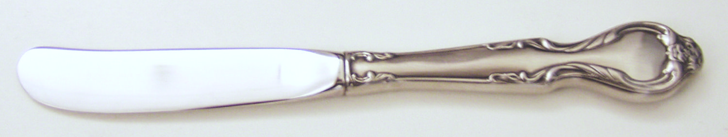 Queen's Fancy (Stainless, Satin, Black Accent) Butter Spreader Hollow Hdl-Paddle/Stainless Blade by International Silver-1