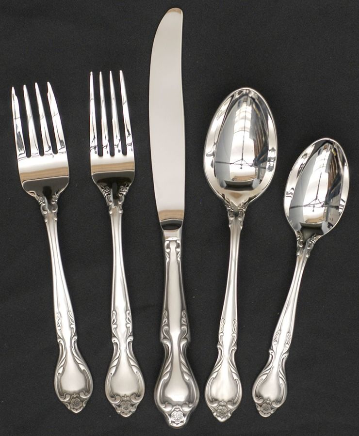 Queen's Fancy (Stainless, Satin, Black Accent) 40 Piece Estate Set by International Silver-1