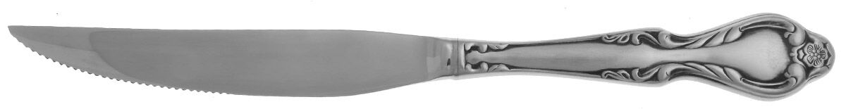 Queen's Fancy (Stainless, Satin, Black Accent) Steak Knife Individual Hollow, Serrate HC by International Silver-1