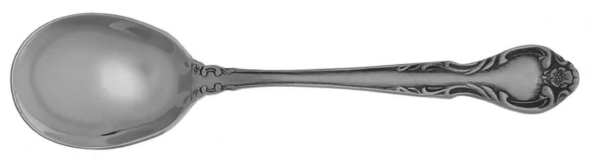 Queen's Fancy (Stainless, Satin, Black Accent) Round Bowl Soup Spoon (Cream Soup) HC by International Silver-1