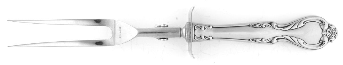 Queen's Fancy (Stainless, Satin, Black Accent) Large Stainless-Prong Roast Carving Fork by International Silver-1