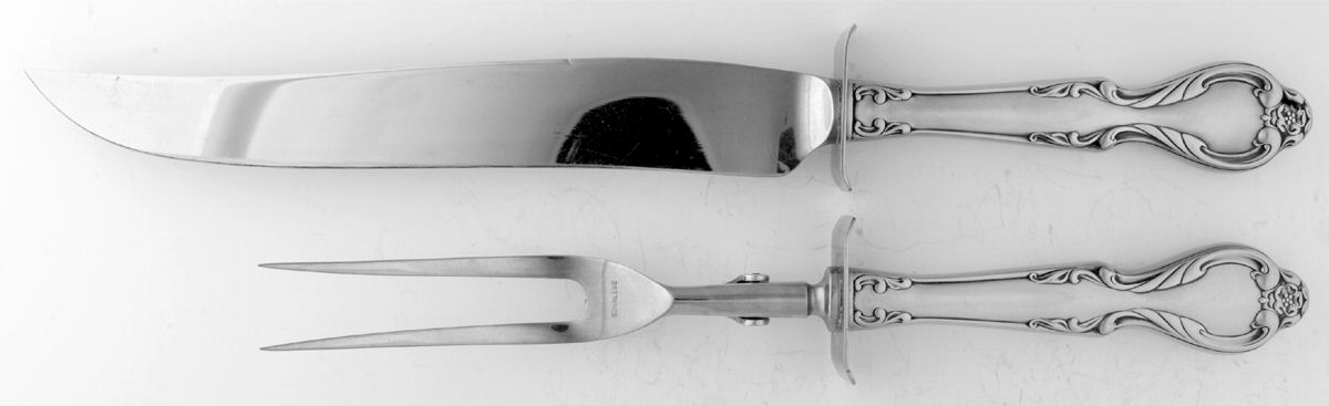 Queen's Fancy (Stainless, Satin, Black Accent) Large 2-Piece Roast Carving Set w/Stainless Blade by International Silver-1