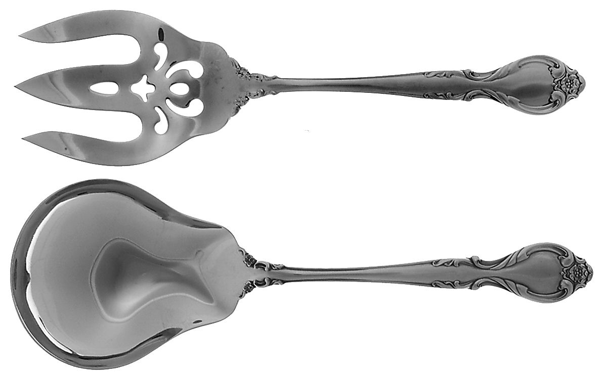 Queen's Fancy (Stainless, Satin, Black Accent) (2 Pc) Solid Salad Set by International Silver-1
