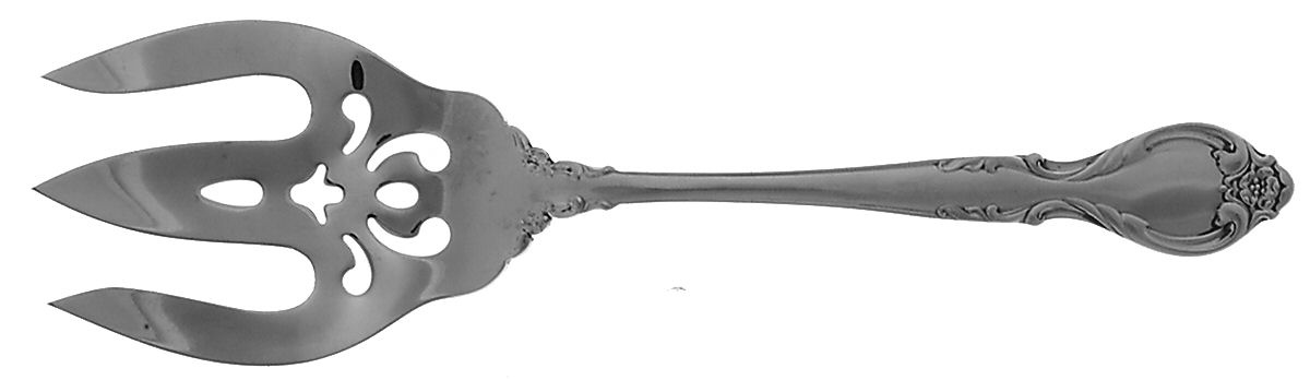 Queen's Fancy (Stainless, Satin, Black Accent) Solid Salad Serving Fork by International Silver-1