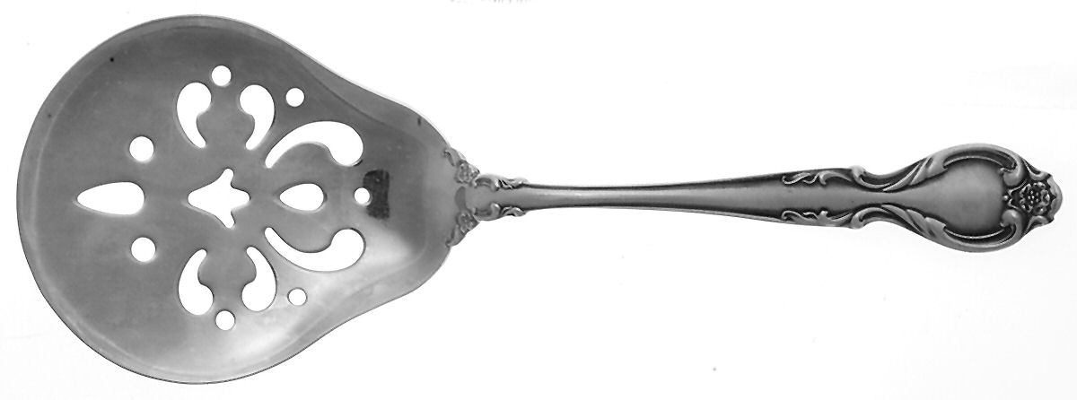 Queen's Fancy (Stainless, Satin, Black Accent) Solid Flat Pierced Server by International Silver-1