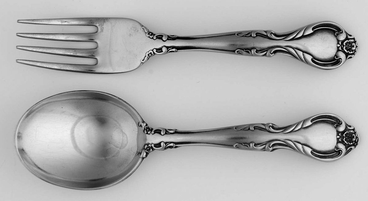 Queen's Fancy (Stainless, Satin, Black Accent) 2 Pc Baby Set (BF, BS) by International Silver-1
