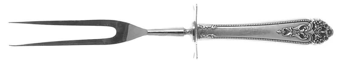 Queen's Lace (Sterling, 1949) Large Stainless-Prong Roast Carving Fork by International Silver-1